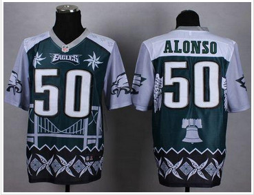 NEW Philadelphia Eagles #50 Kiko Alonso Midnight Green Men's Stitched NFL Elite Noble Fashion Jersey