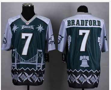 NEW Philadelphia Eagles #7 Sam Bradford Midnight Green Men's Stitched NFL Elite Noble Fashion Jersey