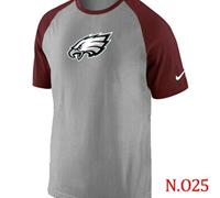 NEW Philadelphia Eagles Ash Tri Big Play Raglan NFL T-Shirt Grey Red