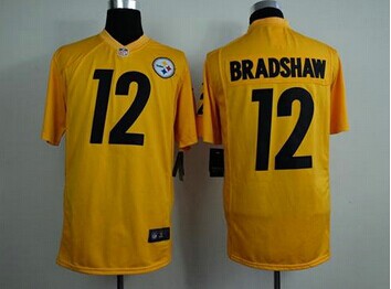 NEW Pittsburgh Steelers  #12 Terry Bradshaw  Gold NFL Game Jersey
