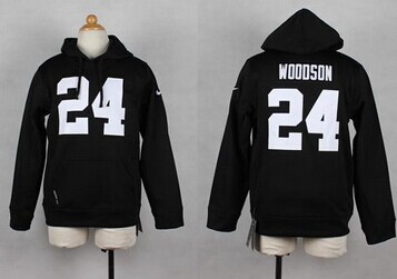 NEW Raiders #24 Charles Woodson Black Youth Player NFL Hoodie