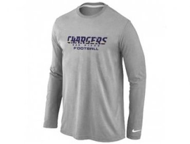 NEW San Diego Charger Authentic font Long Sleeve T-Shirt Grey
