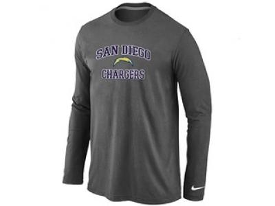 NEW San Diego Charger Heart & Soul Long Sleeve T-Shirt D.Grey