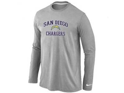 NEW San Diego Charger Heart & Soul Long Sleeve T-Shirt Grey