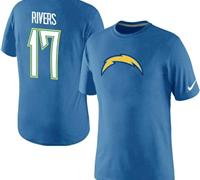 NEW San Diego Chargers #17 Philip Rivers Name & Number NFL T-Shirt Electric Blue