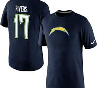 NEW San Diego Chargers #17 Philip Rivers Name & Number NFL T-Shirt Navy Blue