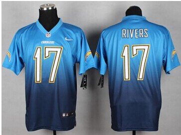 NEW San Diego Chargers #17 Philip Rivers Navy Blue-Electric Blue NFL Elite Fadeaway Fashion Jersey