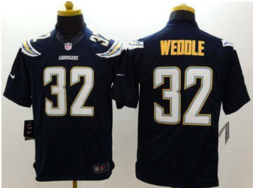 NEW San Diego Chargers #32 Eric Weddle Navy Blue Team Color NFL Limited Jersey