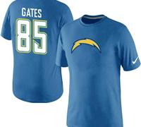 NEW San Diego Chargers #85 Gates Name & Number NFL T-Shirt Electric Blue
