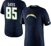 NEW San Diego Chargers #85 Gates Name & Number NFL T-Shirt Navy Blue