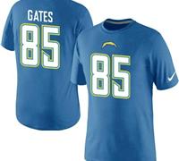 NEW San Diego Chargers #85 Gates Pride Name & Number NFL T-Shirt Electric Blue