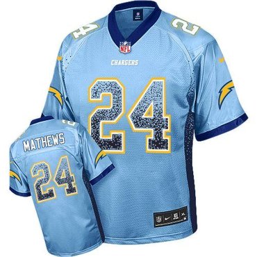 NEW San Diego Chargers 24 Ryan Mathews Electric Blue Alternate Stitched NFL Elite Drift Fashion Jersey