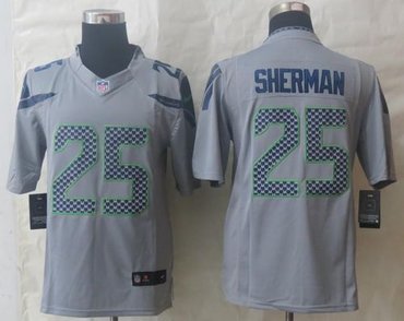NEW Seattle Seahawks #25 Richard Sherman Grey NFL Limited Jersey