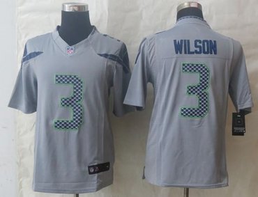 NEW Seattle Seahawks #3 Russell Wilson Grey NFL Limited Jersey