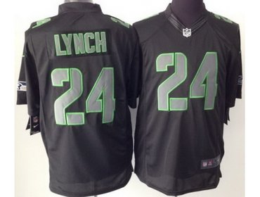 NEW Seattle Seahawks 24 Marshawn Lynch Black Impact Lmited NFL Jerseys