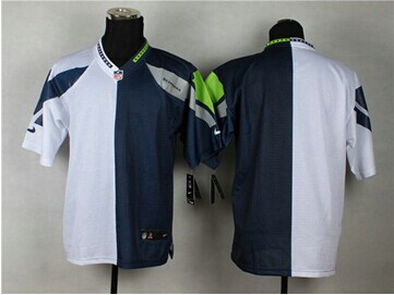 NEW Seattle Seahawks Customized Steel White-Blue Men's Stitched Elite Split Jersey