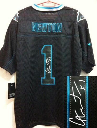 NEW Signed Elite Carolina Panthers #1 Cam Newton Lights out Black
