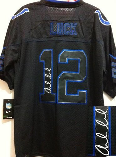 NEW Signed Elite Indianapolis Colts #12 Andrew Luck Lights out Black