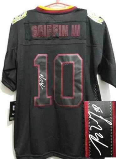 NEW Signed Elite Washington Redskins 10 Robert Griffin III Lights out Black
