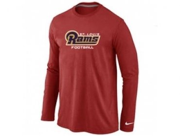 NEW St.Louis Rams Authentic font Long Sleeve T-Shirt Red