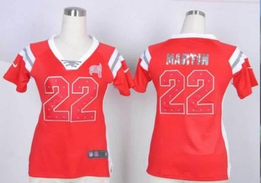 NEW Tampa Bay Buccaneers 22 Doug Martin Women Draft Him Shimmer V-Neck T-Shirt - Red