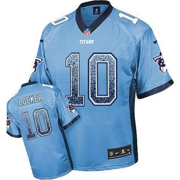 NEW Tennessee Titans #10 Jake Locker Light Blue Stitched NFL Elite Drift Fashion Jerseys