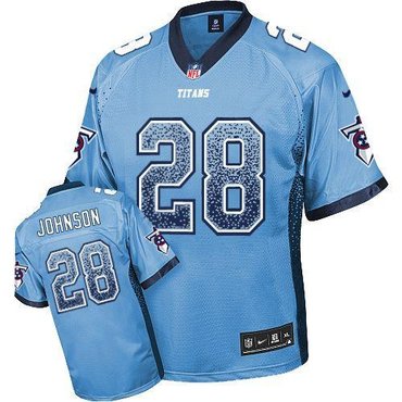 NEW Tennessee Titans #28 Chris Johnson Light Blue Stitched NFL Elite Drift Fashion Jerseys