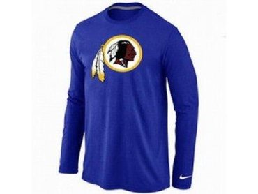 NEW Washington Red Skins Logo Long Sleeve T-Shirt BLUE