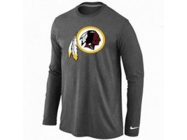 NEW Washington Red Skins Logo Long Sleeve T-Shirt D.Grey
