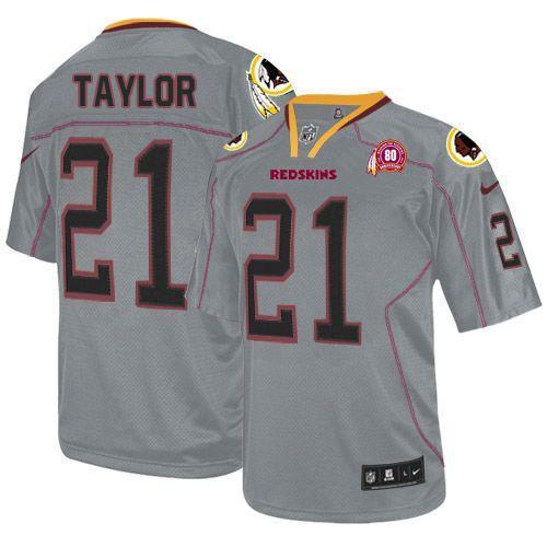 NEW Washington Redskins #21 Sean Taylor 80TH Patch Lights Out Grey NFL Elite Jerseys