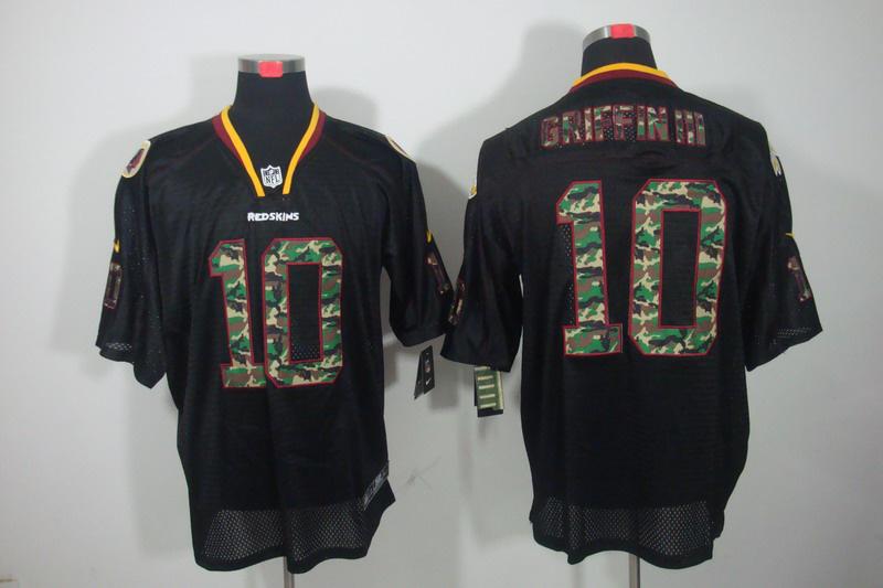 NEW Washington Redskins 10 Robert Griffin III Lights Out Black Elite Jerseys(Camo Number)