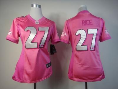 NEW Women Baltimore Ravens #27 ray rice Pink Jerseys(love s)