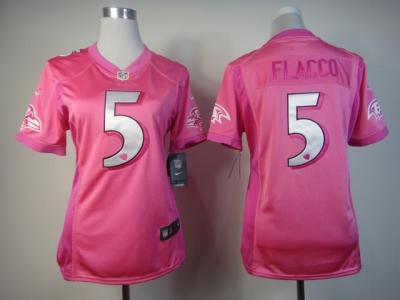 NEW Women Baltimore Ravens #5 Joe Flacco Pink Jerseys(love s)