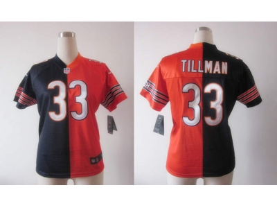 NEW Women Chicago Bears #33 Charles Tillman orange-blue jerseys(Elite split)