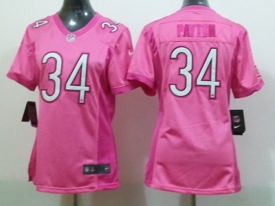 NEW Women Chicago Bears #34 Walter Payton pink jerseys(2012 love)