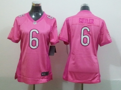 NEW Women Chicago Bears #6 Jay Cutler pink jerseys(2012 love)