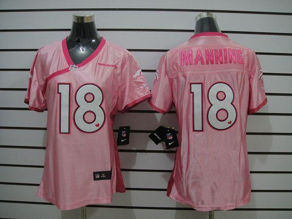 NEW Women Denver Broncos #18 Peyton Manning Pink Jerseys