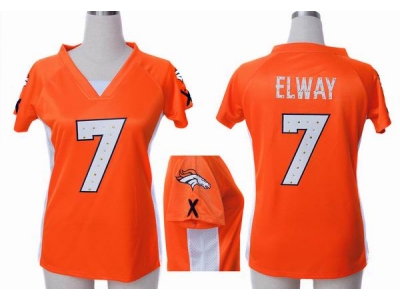 NEW Women Denver Broncos 7 john elway Orange jerseys(draft him ii top)