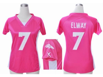 NEW Women Denver Broncos 7 john elway pink jerseys(draft him ii top)