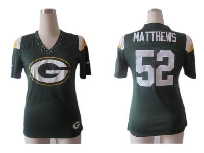 NEW Women Green Bay Packers #52 Clay Matthews field flirt fashion green(2012)