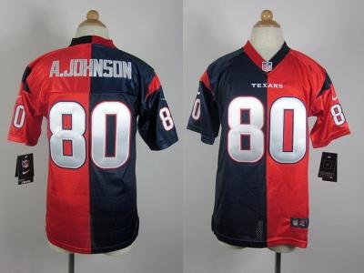 NEW Women Houston Texans #80 Andre Johnson blue-red jerseys(Elite split)