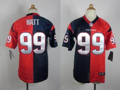 NEW Women Houston Texans #99 J.J. Watt blue-red jerseys(Elite split