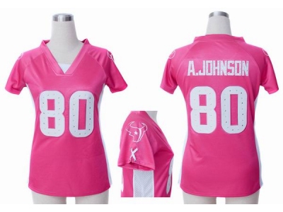 NEW Women Houston Texans 80 Andre Johnson pink jerseys(draft him ii top)