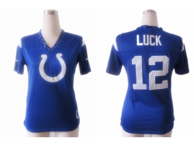 NEW Women Indianapolis Colts #12 Andrew Luck field flirt fashion blue jerseys(2012)