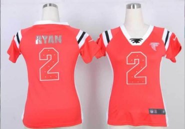 NEW Women Jerseys Atlanta Falcons 2 Matt Ryan Red(fashion Rhinestone sequins)