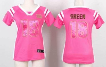 NEW Women Jerseys Cincinnati Bengals #18 A.J. Green pink(fashion Rhinestone sequins)