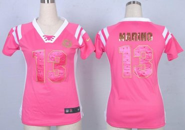 NEW Women Jerseys Miami Dolphins 13 Dan Marino Pink(fashion Rhinestone sequins