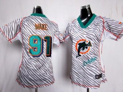 NEW Women Miami Dolphins #91 Cameron Wake jerseys(fem fan zebra)