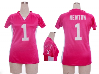 NEW Women NFL Carolina Panthers #1 Cam Newton pink jerseys(draft him ii top)