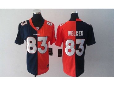 NEW Women NFL Denver Broncos #83 Wes Welker orange-blue Jerseys(split)